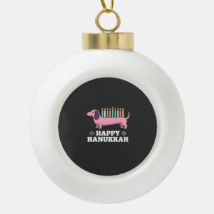 Gelukkig Hanukkah Saushond Hond Keramische Bal Ornament