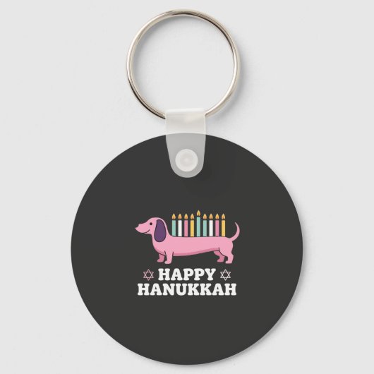 Gelukkig Hanukkah Saushond Hond Sleutelhanger (Voorkant)