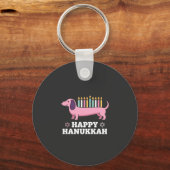 Gelukkig Hanukkah Saushond Hond Sleutelhanger (Voorkant)
