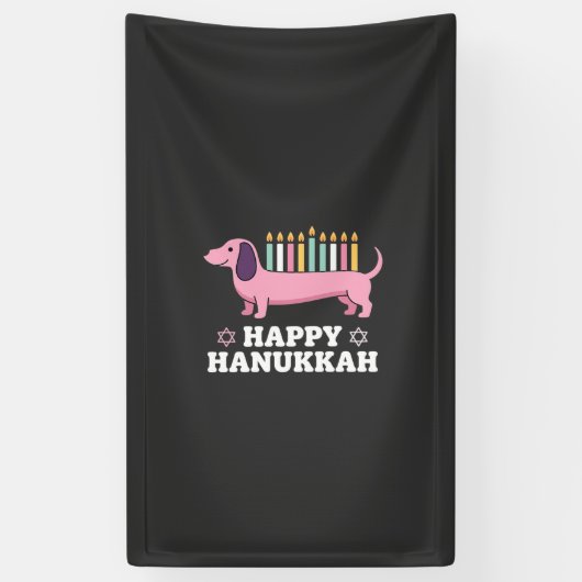 Gelukkig Hanukkah Saushond Hond Spandoek (Verticaal)