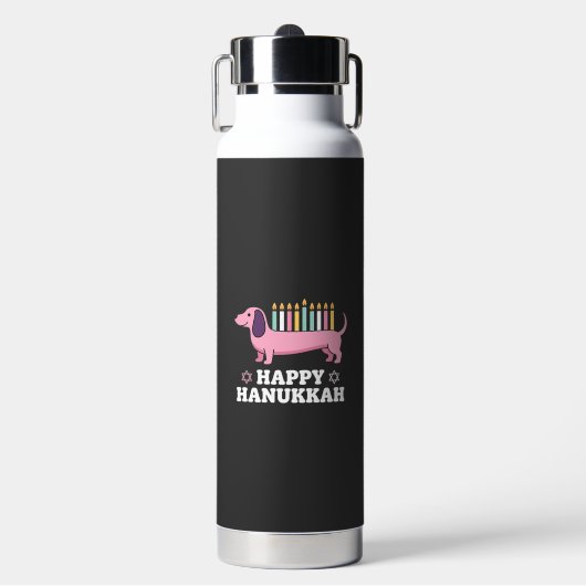Gelukkig Hanukkah Saushond Hond Waterfles (Voorkant)