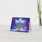 Gelukkig Hanukkah Sterren Menora Kaart (Voorkant)