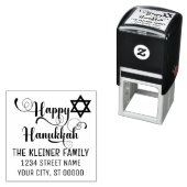 Gelukkig Hanukkah-typografie #10 Naam retouradres Zelfinktende Stempel (In situ)