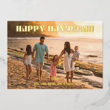Gelukkig Hanukkah Vakantiekaart Moderne Gezinsfoto