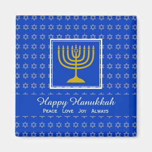 GELUKKIG HANUKKAH Vrede Liefde Joy Custom Blauwe K Magneet