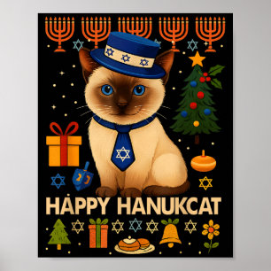 Gelukkig Hanukkat Horrortrui Kat Chanukah Joods Cu Poster