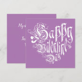 Gelukkig hart op de dag van de Valentijn in wit op Feestdagenkaart (Voorkant / Achterkant)