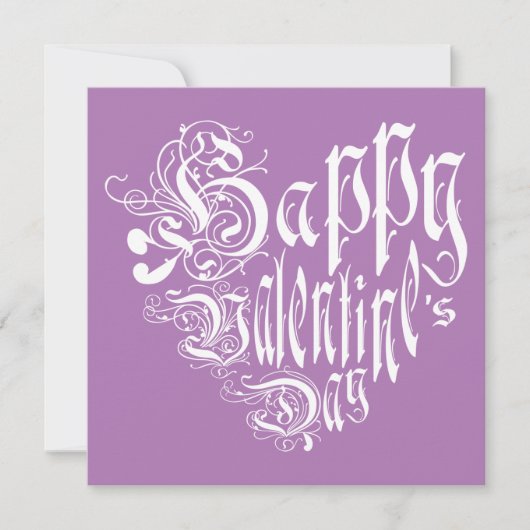 Gelukkig hart op de dag van de Valentijn in wit op Feestdagenkaart (Voorkant)