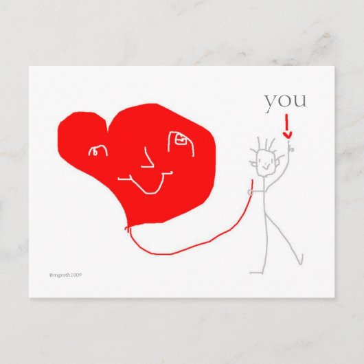 gelukkig hart rode ballon briefkaart (Voorkant)