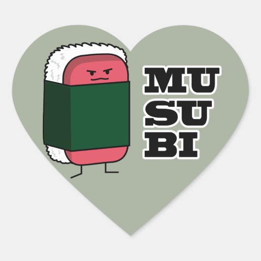 Gelukkig Hawaiiaans Musubi Sushi Nori zeewier Hart Sticker (Voorkant)