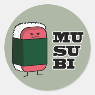 Gelukkig Hawaiiaans Musubi Sushi Nori zeewier Ronde Sticker