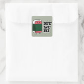 Gelukkig Hawaiiaans Musubi Sushi Nori zeewier Vierkante Sticker (Tas)