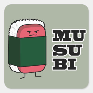 Gelukkig Hawaiiaans Musubi Sushi Nori zeewier Vierkante Sticker