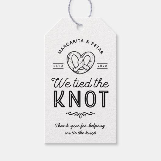 Gelukkig hebben we het Label van de Knot Wedding F Cadeaulabel (Voorkant)