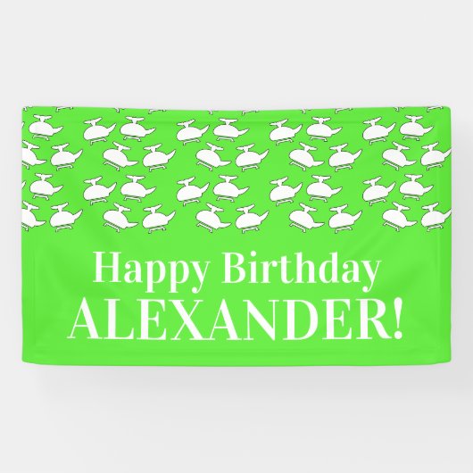 Gelukkig Helikopter Verjaardagsfeest Spandoek (Horizontaal)