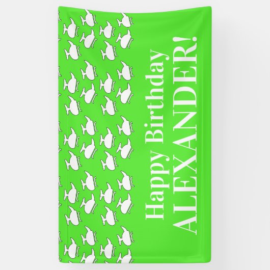 Gelukkig Helikopter Verjaardagsfeest Spandoek (Verticaal)