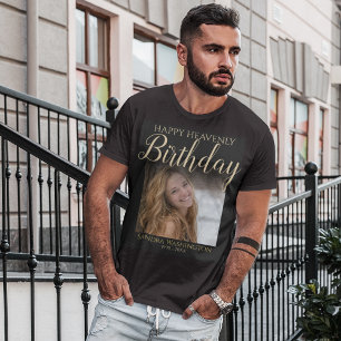 Gelukkig Hemels Verjaardags Foto Herdenkings T-shi T-shirt