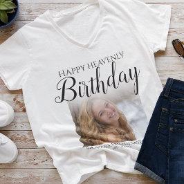 Gelukkig Hemels Verjaardags Foto Herdenkings T-shi T-shirt