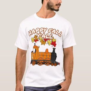 Gelukkig Herfst Allemaal Stoomtrein Pompoen Spoorw T-shirt