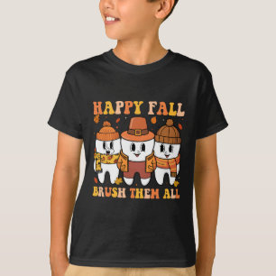 Gelukkig herfst borstel ze alle tanden Thanksgivin T-shirt