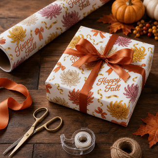 Gelukkig Herfst Chrysanthemum Herfst Bloemige Mums Cadeaupapier