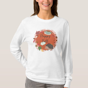 Gelukkig Herfst Gezellige Egel Herfstseizoen T-shirt