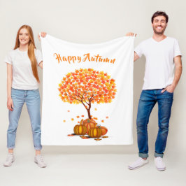 Gelukkig Herfst / Herfstboom Bladeren Cozy Decorat Fleece Deken
