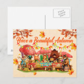 Gelukkig herfst. Illustratie. Seizoenskaart. Briefkaart (Voorkant / Achterkant)