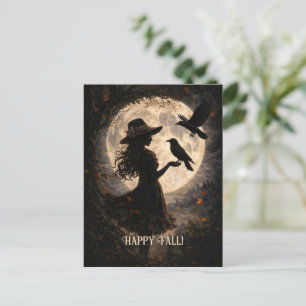 Gelukkig Herfst Lief Boho Meisje en Ravens Feestdagenkaart