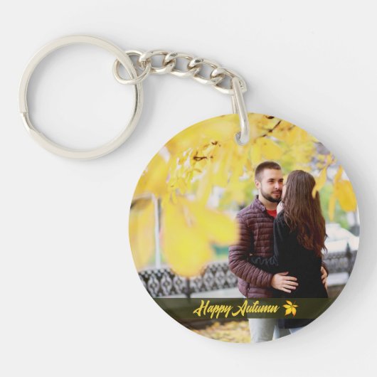 Gelukkig herfst paar foto Sleutelhanger (Voorkant)