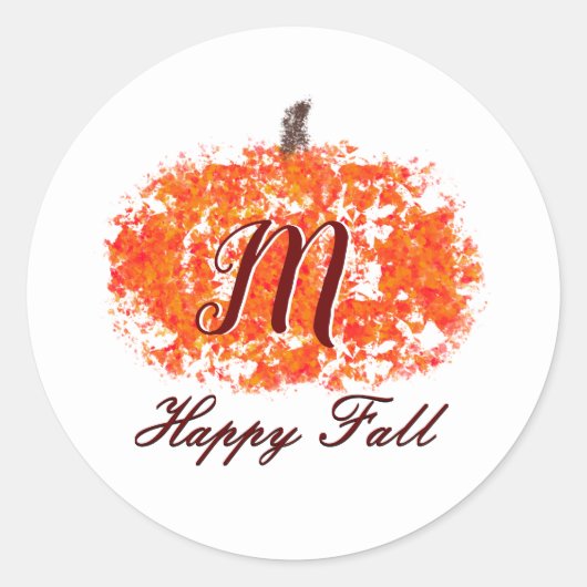 Gelukkig Herfst Persoonlijke Familie Monogram Pomp Ronde Sticker (Voorkant)