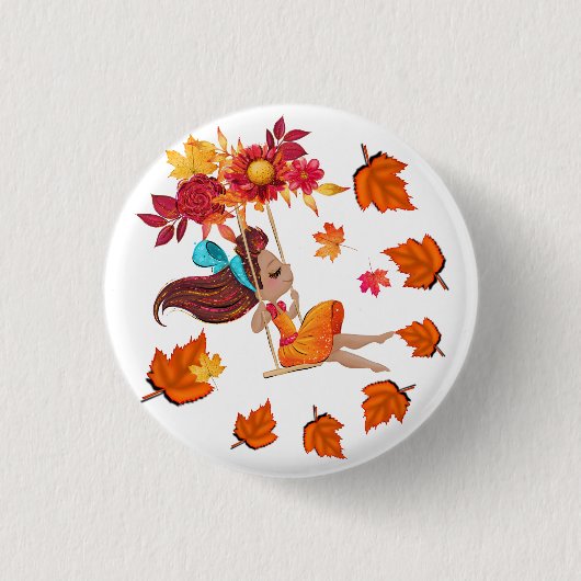 Gelukkig Herfst Ronde Button 3,2 Cm (Voorkant)