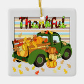 Gelukkig - Herfst Truck Pumpkins Thanksgiving Leav Keramisch Ornament (Voorkant)