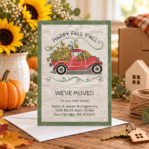 Gelukkig Herfst Y'All Citaat Vintage Rode Truck Ve Aankondiging