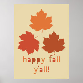 Gelukkig Herfst Y'all! Stroosterbladeren Poster