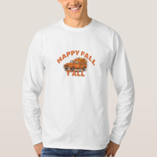 Gelukkig Herfst Y'all Vintage Oranje Truck Pompoen T-shirt