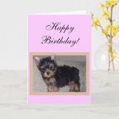 Gelukkig het puppywenskaart van Yorkie van de Kaart (Gele Bloem)