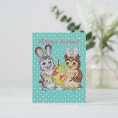 Gelukkig het schilderen van de Paashaas en van de Feestdagenkaart (Staand voorkant)