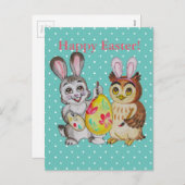 Gelukkig het schilderen van de Paashaas en van de Feestdagenkaart (Voorkant / Achterkant)