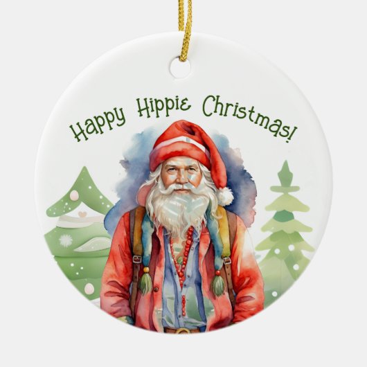 Gelukkig Hippie Kerstornament Keramisch Ornament (Voorkant)