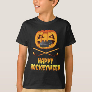 Gelukkig Hockeyween Hockey Pompoen Eet Puck Grappi T-shirt