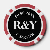 Gelukkig hoefijzer logo Las Vegas bruiloft poker c Poker Chips (Achterkant)