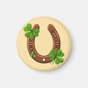 Gelukkig Hoefijzer Met Groene Shamrocks Magneet