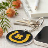 Gelukkig hoefijzer monogram logo sleutelhanger cad (Voorkant Rechts)