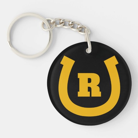 Gelukkig hoefijzer monogram logo sleutelhanger cad (Voorkant)