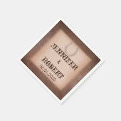 Gelukkig Hoefijzer op bruin lederen bruiloft serve Servet (Hoek)