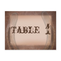 Gelukkig Hoefijzer op bruin lederen tafelnummer