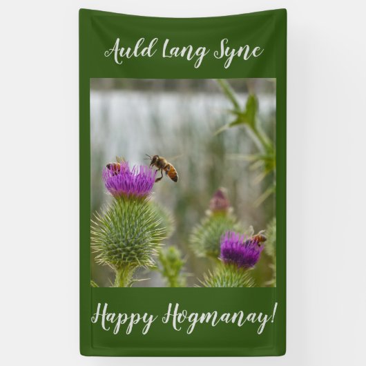 Gelukkig Hogmanay Auld Lang Syne Distel Spandoek (Verticaal)