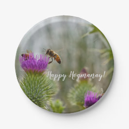 Gelukkig Hogmanay-feest Distel & Honingbijen Papieren Bordje