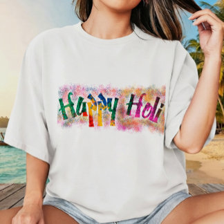 Gelukkig Holi Kleurenfestival Multi Kleur Ontwerp T-shirt